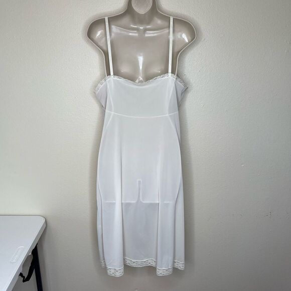 Vintage 70s 80s Vanity Fair Full Slip Lace Trim Cream Beige Women 40-42 Made USA - Picture 6 of 12